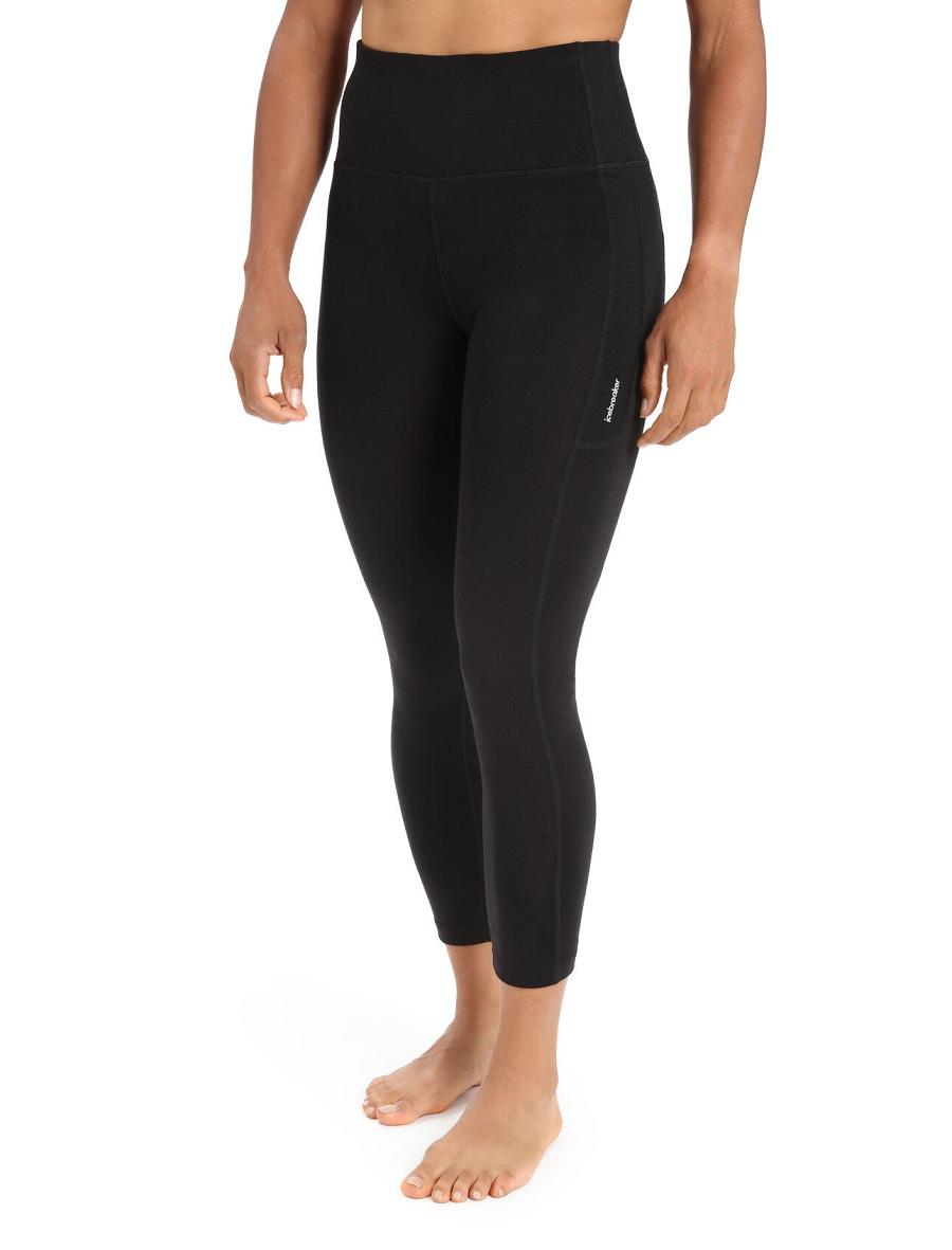 Black Women\'s Icebreaker Merino Fastray High Rise Running Tights | USA 1510FDNM